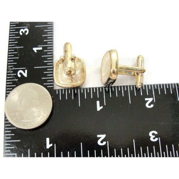 Silver Plated Cufflinks Square Shirt Accessories Wedding Vintage - Picture 6 of 7